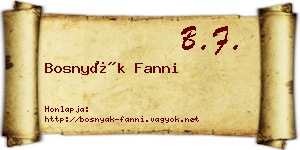 Bosnyák Fanni névjegykártya