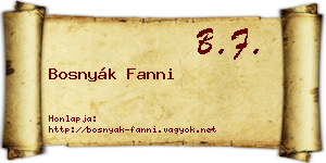 Bosnyák Fanni névjegykártya